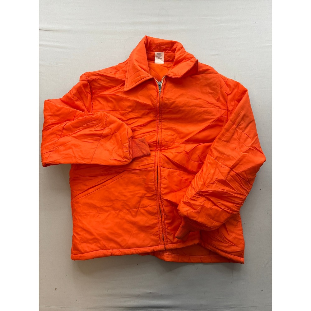 Vintage Cap'n Jac Quilted Puffer Jacket Mens Large Orange Full Zip Workwear